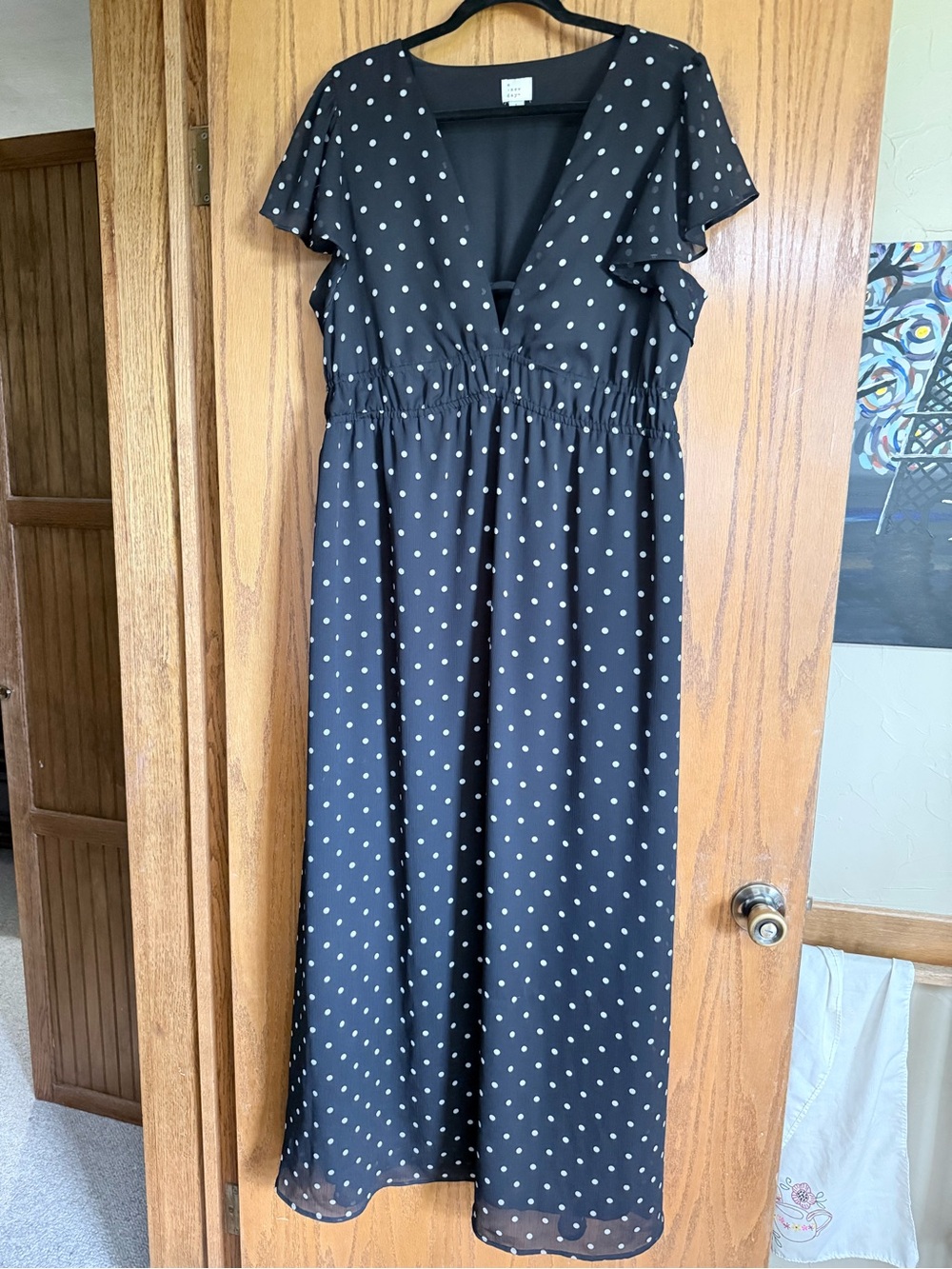 a new day Black Maxi Dress with White Polka Dots